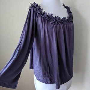 Grape Lilac Purple Top Floral Lace Collar